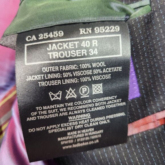 Ted Baker Blazer Mens 40R Black Muted Stripe Endurance 100% Wool 2 Button Coat - Picture 8 of 14